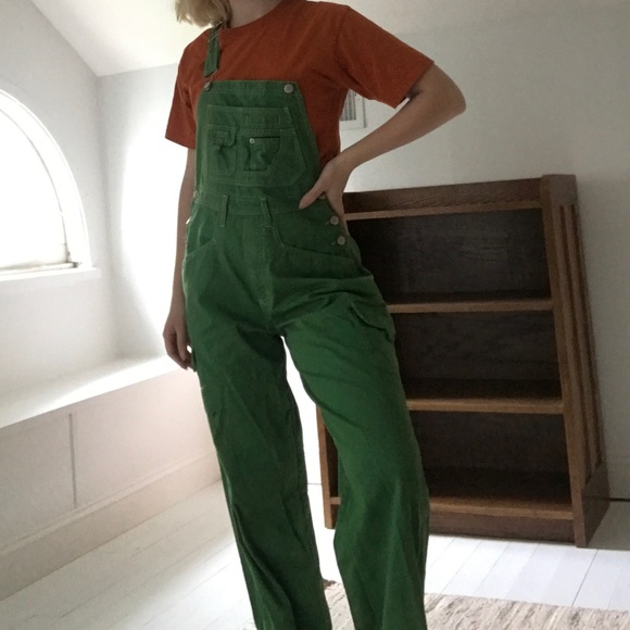 vintage green high waisted overalls - Picture 3 of 5